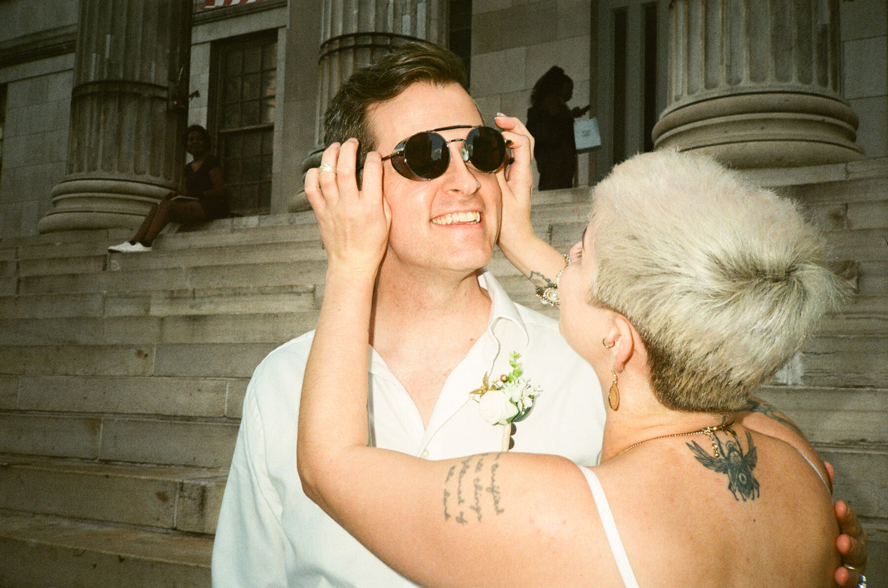 City hall elopement direct flash photography Brooklyn